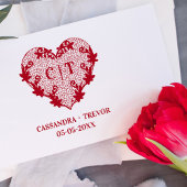 Initials Sophisticated Wedding Lace Floral Heart ラバースタンプ