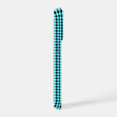 Ink and Aqua Geometry :Checked Aqua and Black, iPhoneケース (右側面)