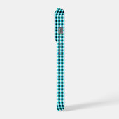 Ink and Aqua Geometry :Checked Aqua and Black, iPhoneケース (左側面)