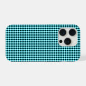 Ink and Aqua Geometry :Checked Aqua and Black, iPhoneケース (裏面横)
