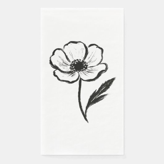 Ink Anemone Minimalist Flower Brushstroke Art on  (正面)