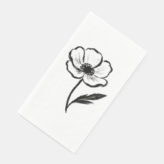 Ink Anemone Minimalist Flower Brushstroke Art on  (コーナー)