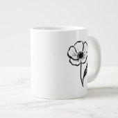 Ink Anemone Minimalist Flower Brushstroke Art on  ジャンボコーヒーマグカップ (正面右)