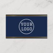 Ink Blue & Gold Edge Modern QR Code Template 名刺 (正面)