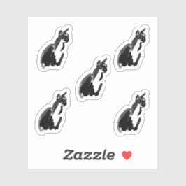 Ink Cartoon Cat Drawing Custom-Cut Vinyl Stickers シール