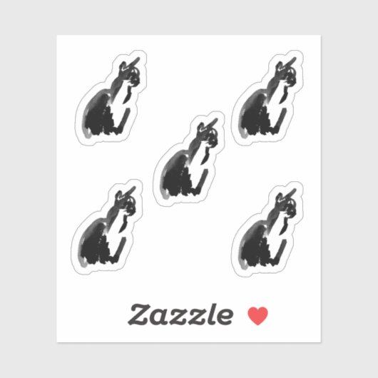Ink Cartoon Cat Drawing Custom-Cut Vinyl Stickers シール (シート)