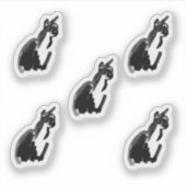 Ink Cartoon Cat Drawing Custom-Cut Vinyl Stickers シール (正面)