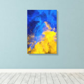 Ink Collision: Azure and Gold キャンバスプリント (インサイチュ (ウッドフロア))