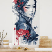 Ink drawing of Vietnamese Lady ポスター (キッチン)