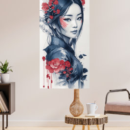 Ink drawing of Vietnamese Lady ポスター