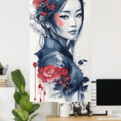 Ink drawing of Vietnamese Lady ポスター (ホームオフィス)