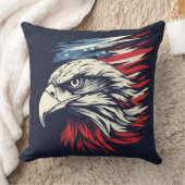 Ink Eagle & American Flag Art Freedom Never Fades クッション (ブランケット)