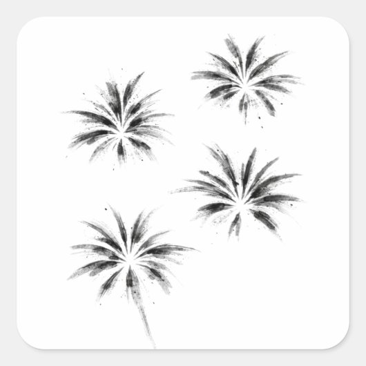 Ink Firework Bursts Minimalist Celebration Art on スクエアシール (正面)