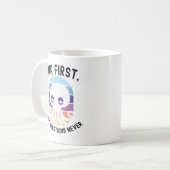 Ink First Ask Questions Never Funny Octopus Retro コーヒーマグカップ (正面左)