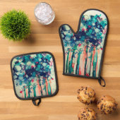 Ink flowers 鍋つかみ&鍋敷きセット (トップダウン)