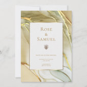Ink Gold Aesthetic Chic Wedding Invitation 招待状 (正面)