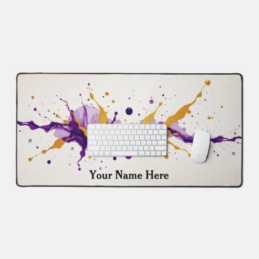 Ink Gold Dance Abstract Luxury Modern デスクマット (キーボード&マウス)