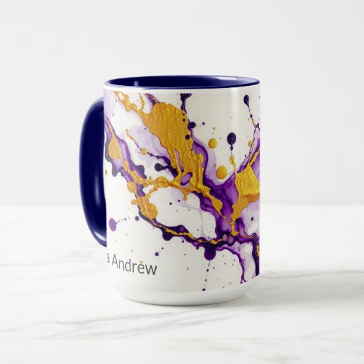 Ink & Gold Dance Fluid Motion Aesthetic マグカップ (正面左)