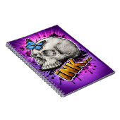 INK… Hand-Drawn Skull with Butterfly ノートブック (右側)