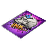 INK… Hand-Drawn Skull with Butterfly ノートブック (左側)