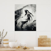 Ink Koi Brush Pond ポスター (キッチン)