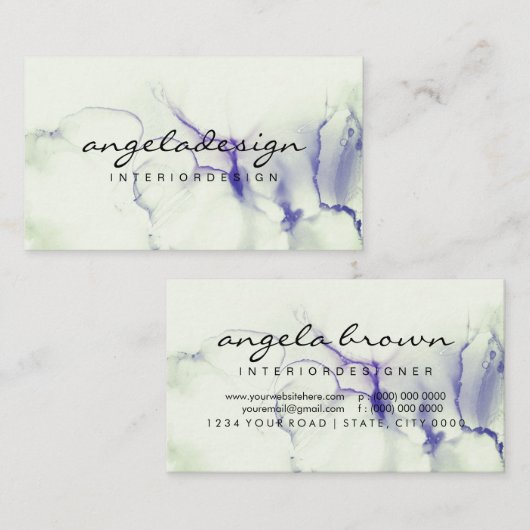 Ink Ombre Purple Green Color 名刺 (正面/裏面)