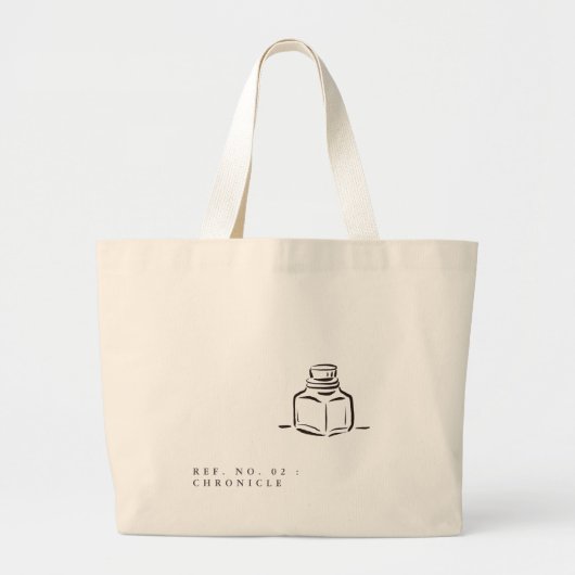 Ink Pot- Minimalist Book Lover- Tote Bag ラージトートバッグ (正面)