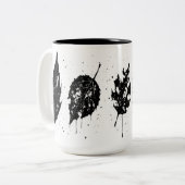 Ink‑Pressed Dead Leaves Tote Bag ツートーンマグカップ (正面左)