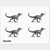 Ink Raptor Minimalist Dinosaur Illustration on  長方形シール (シート)