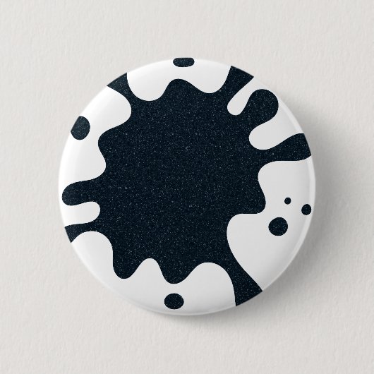 Ink Splash White & Charcoal Button – Customizable 缶バッジ (正面)