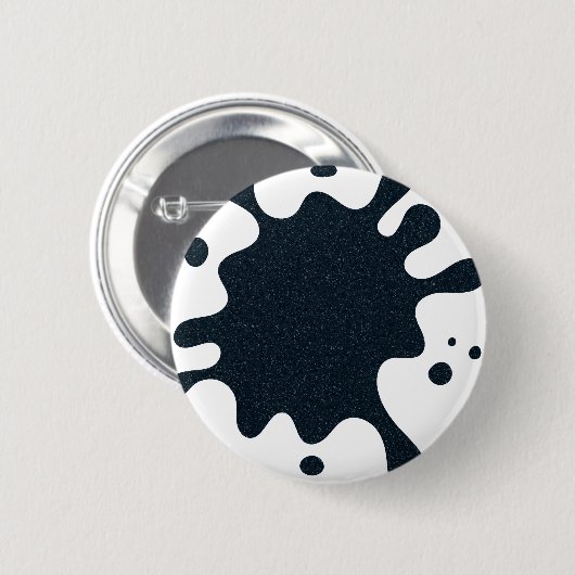 Ink Splash White & Charcoal Button – Customizable 缶バッジ (正面&裏面)