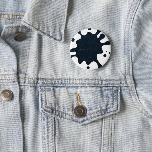 Ink Splash White & Charcoal Button – Customizable 缶バッジ (インサイチュ)