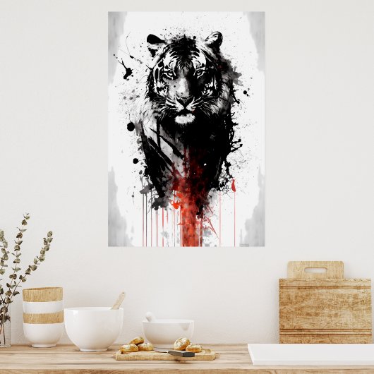 Ink Tiger Painting ポスター (キッチン)