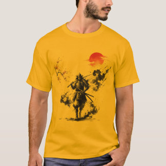Ink Wash Samurai Warrior Tシャツ