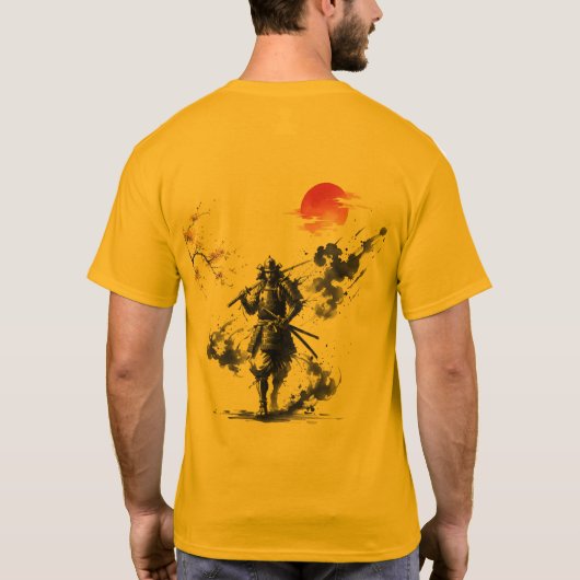 Ink Wash Samurai Warrior Tシャツ (裏面)