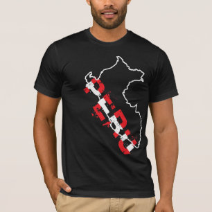 InKa1821ラベル-ペルーの地図のワイシャツ Tシャツ