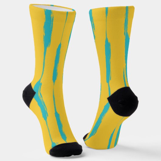 Inked Stripes Yellow and Turquoise ソックス (傾斜あり)