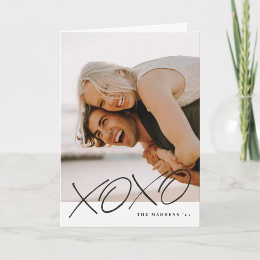 Inked XOXOバレンタインデイカード – 黒 サンキューカード (正面)