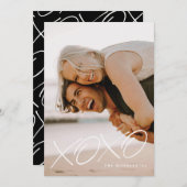 Inked XOXO Overlayバレンタインデイカード – 白 招待状 (正面/裏面)