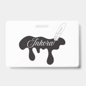 Inkora Creative Logo - インク滴と羽根ペン バッジ (裏面)