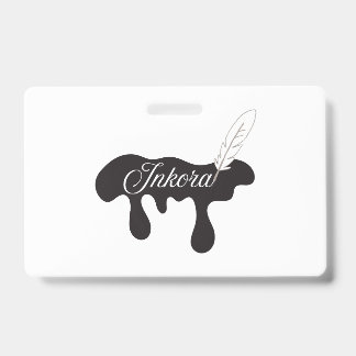 Inkora Creative Logo - インク滴と羽根ペン バッジ