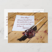 Inkstand、Quill、および紙のカスタマイズ ポストカード (正面/裏面)