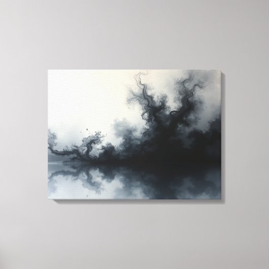 Inkstorm – Monochrome Abstract Fluid Art 24"x18" キャンバスプリント (正面)