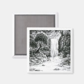 Inktober 2018日21 – 森の滝 マグネット (正面/裏面)