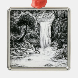 Inktober 2018日21 -森の滝 メタルオーナメント