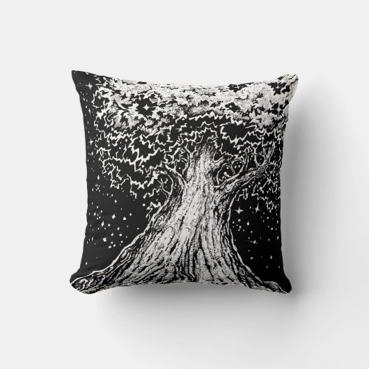Inktober 2018日8 – 星空の木 クッション (正面)