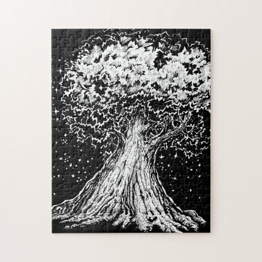 Inktober 2018日8 – 星空の木 ジグソーパズル (縦)