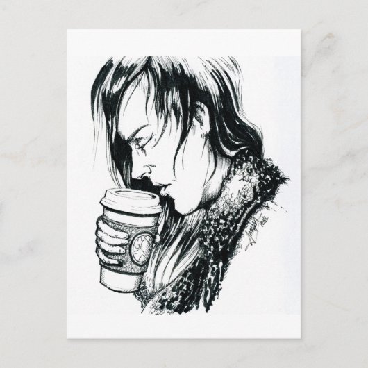 Inktober 2018 1日目 - コーヒー1杯 ポストカード (正面)