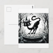 Inktober 2018 4日目 - 魔女猫 ポストカード (正面/裏面)