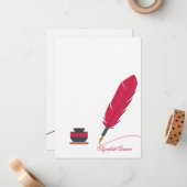 Inkwellおよび羽のペンの文房具Notecard ノートカード (正面/裏面インサイチュ)